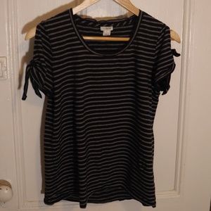 J Crew Striped Tie-Sleeve T Shirt